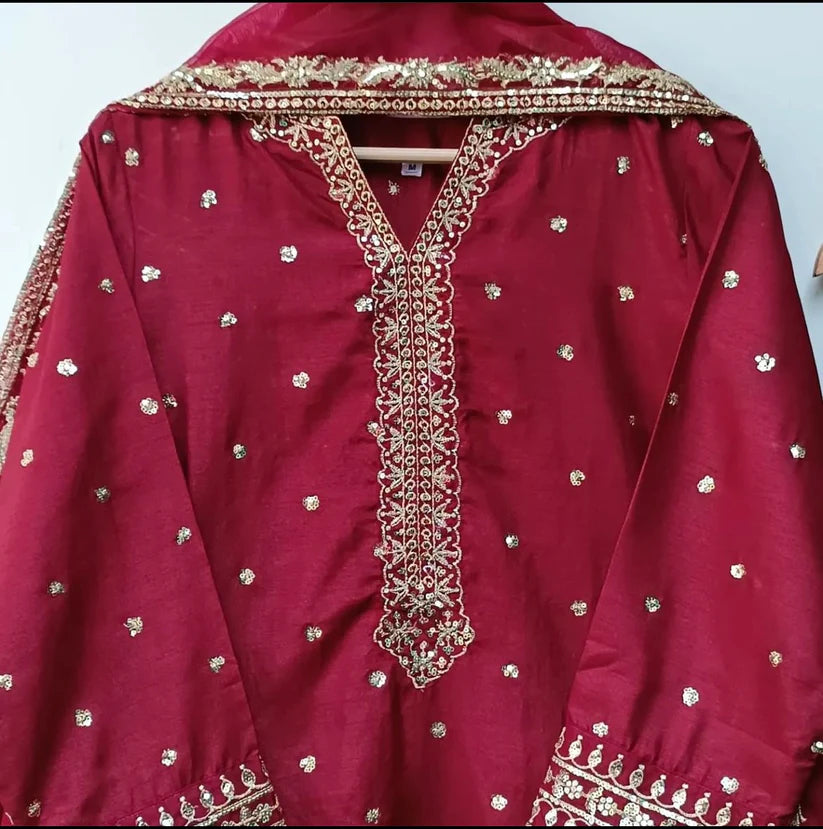 Marina - Raw Silk Embroidered 3PC Stitched Set