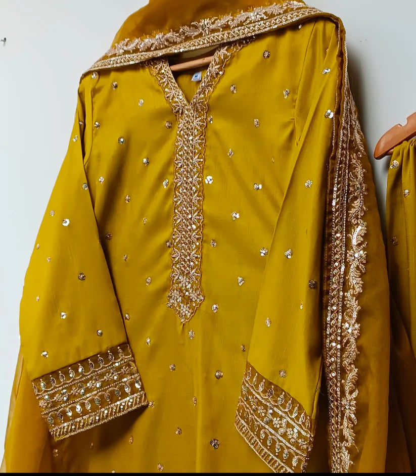 Marina - Raw Silk Embroidered 3PC Stitched Set