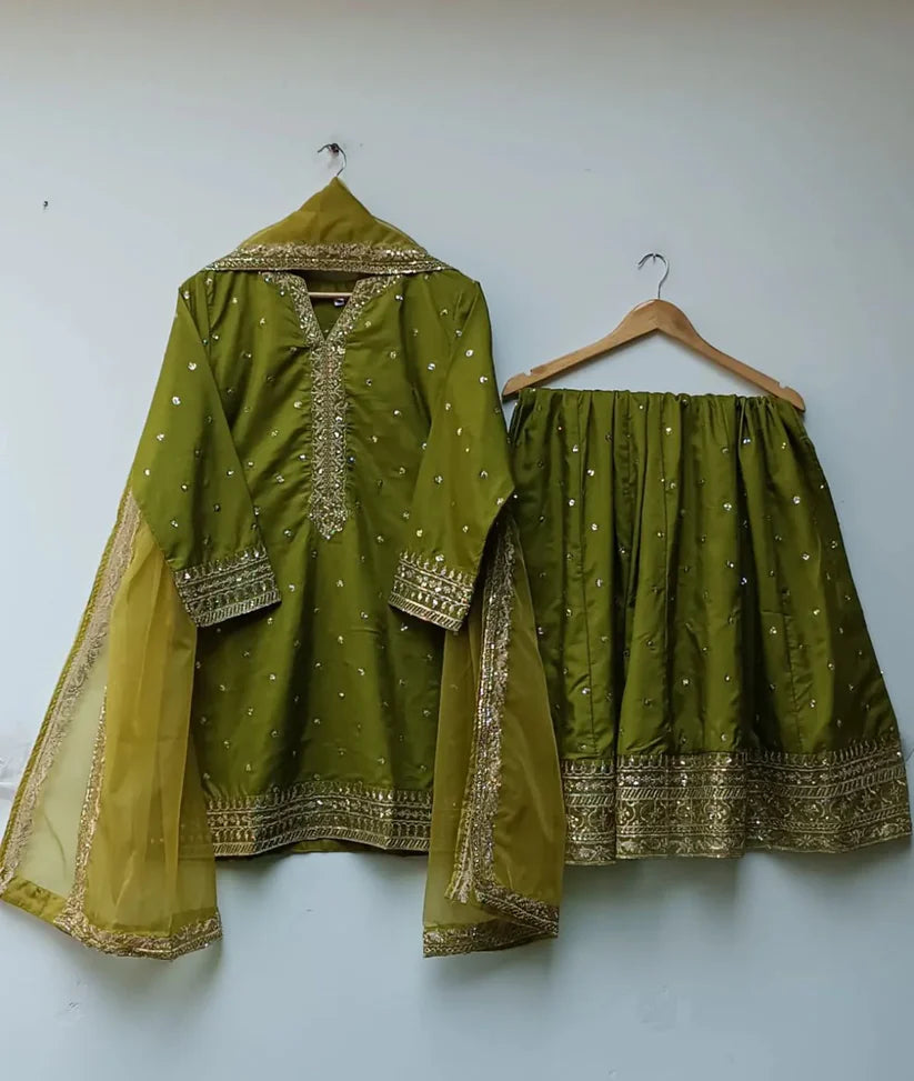 Marina - Raw Silk Embroidered 3PC Stitched Set