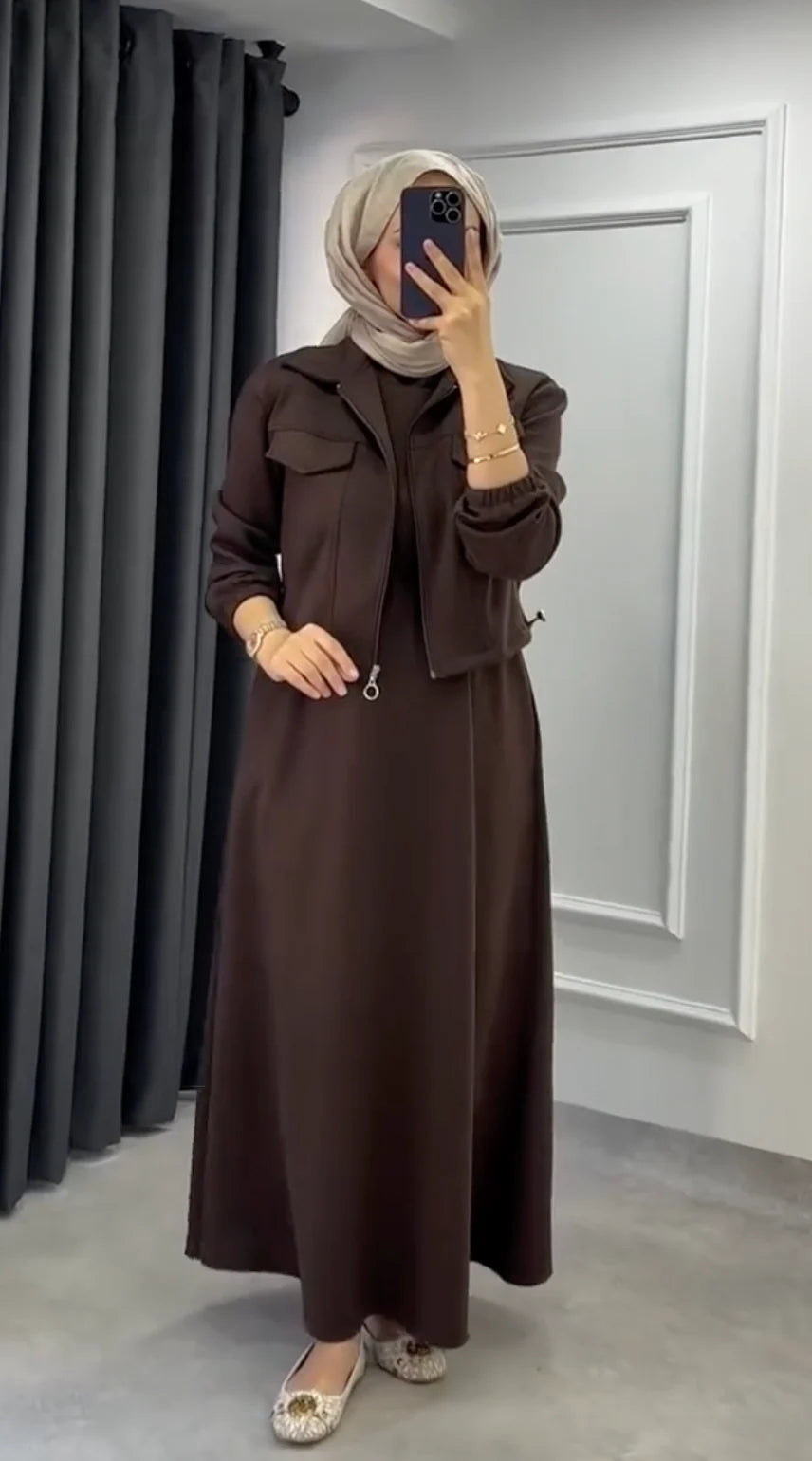 Sharjeena Winter Jacket Maxi 2-PC